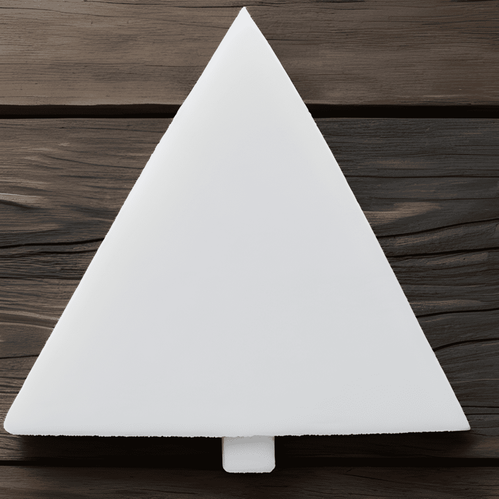 Triangle shaped styrofoam laying on a table