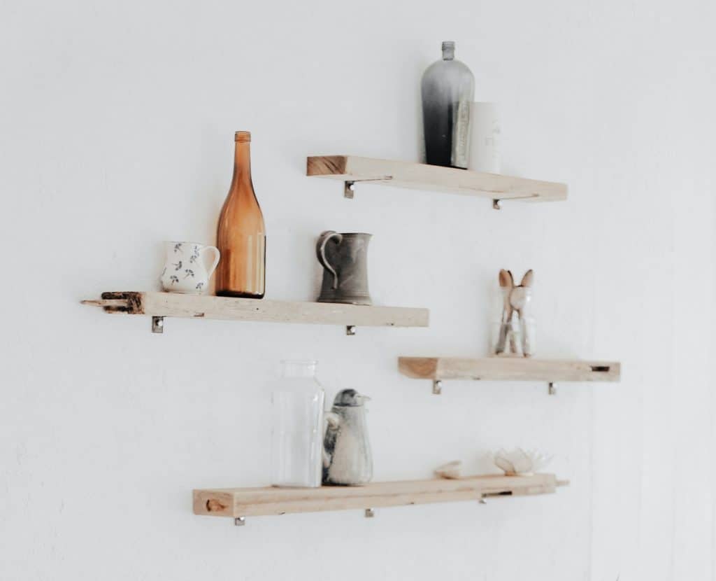 floating shelves with decor