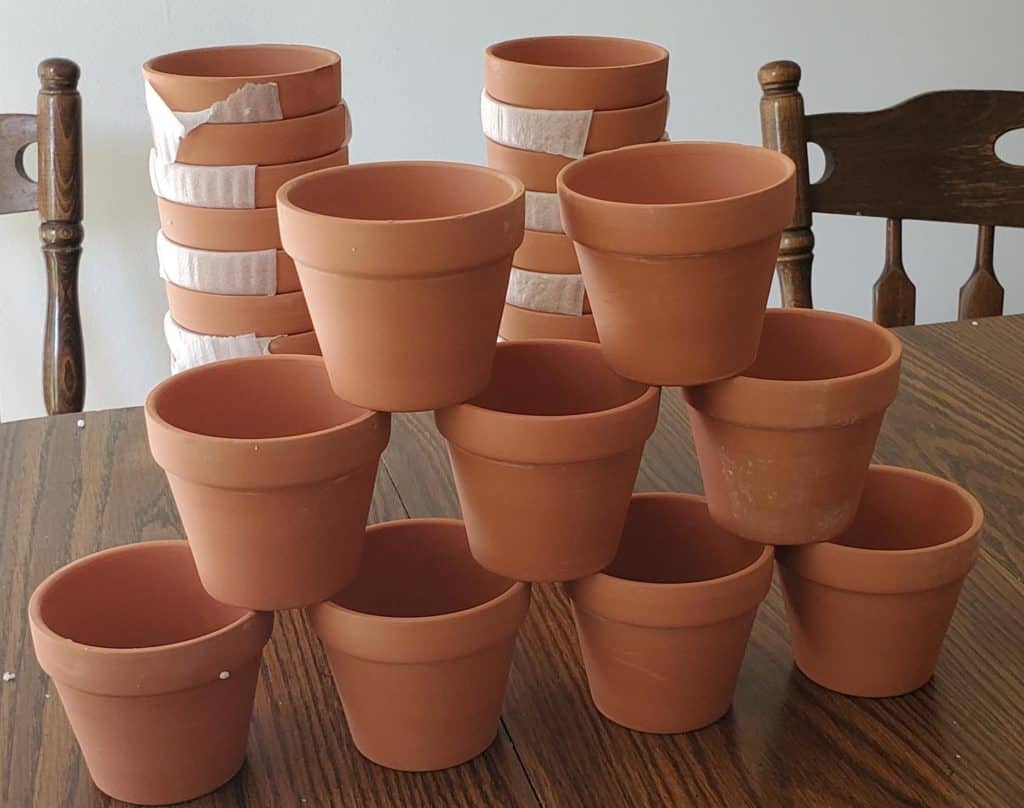 set of new 4-inch terracotta pots