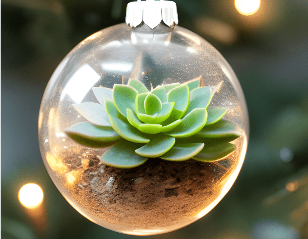 succulent Christmas tree ornament with sand