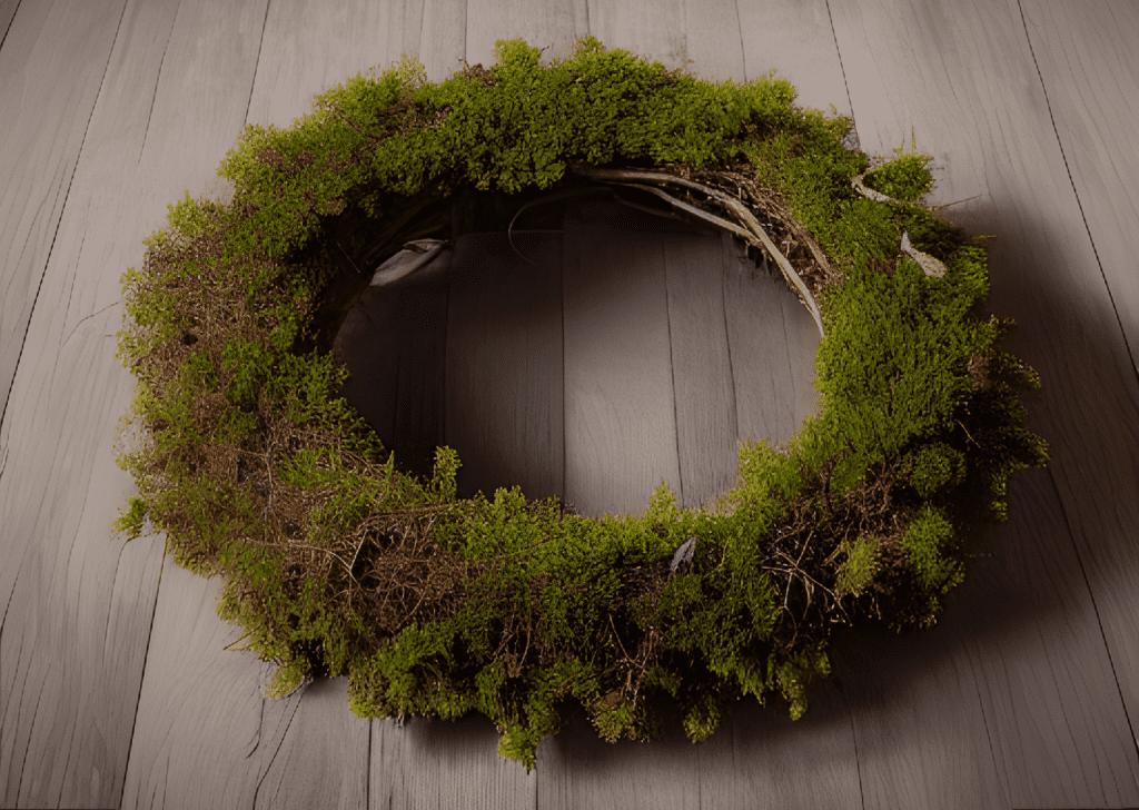 wreath frame with moss attached