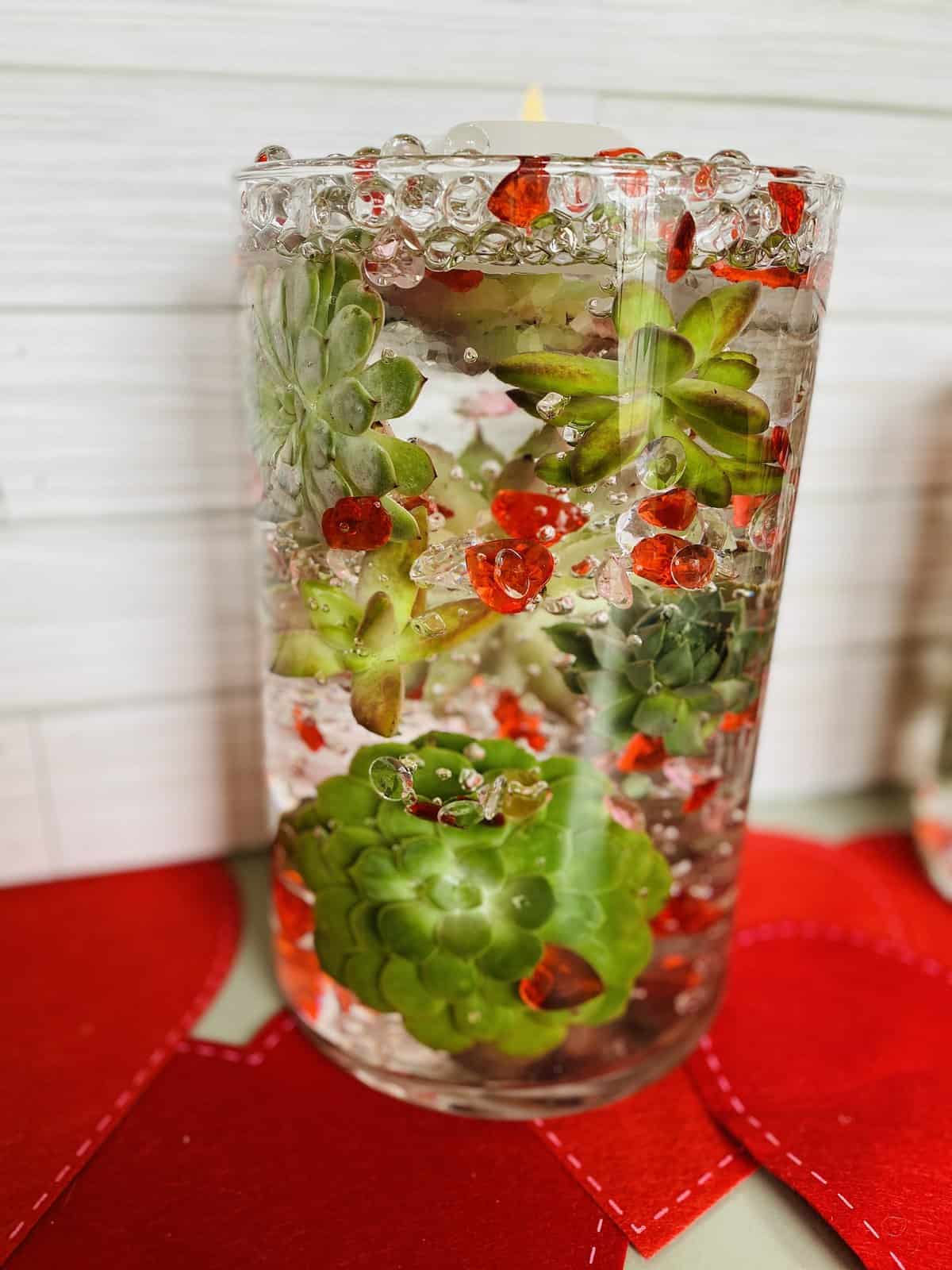 DIY Succulent Floating Candle Vase with Water Beads